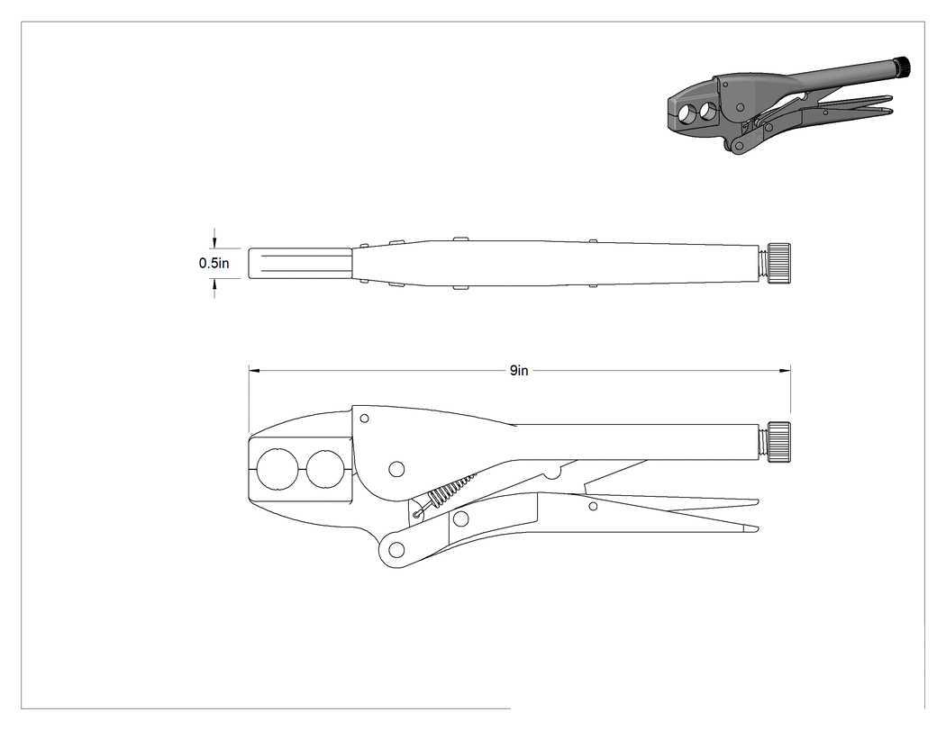Teknik Çizim - Hortum Sıkma Pense, 5/8" için, 11/16" Hortum Dış Çapı
