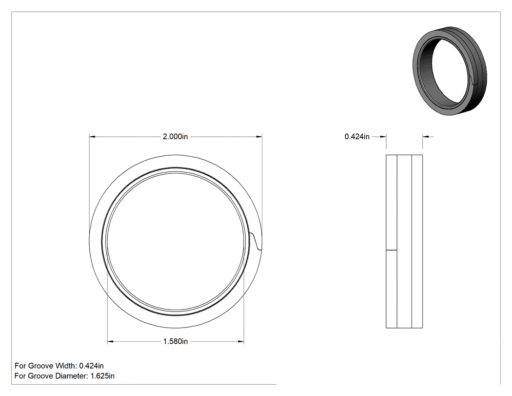 Teknik Çizim - Yüksek Basınçlı Piston Contası, 2" Delik Çapı için