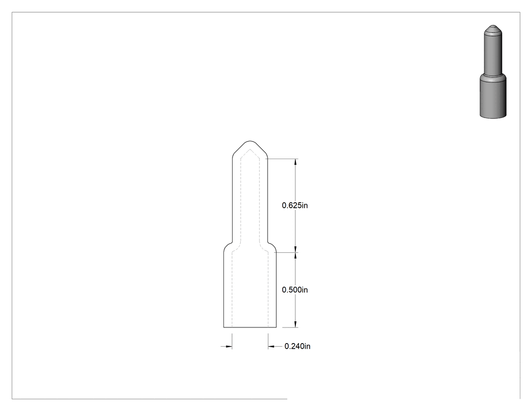 Teknik Çizim - 1/4" Dış Çap için Esnek Çekme Tırnağı Kapakları, 1/2" Yükseklik