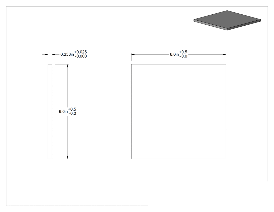Teknik Çizim - Kimyasal Dirençli PPS Levha, 6" x 6" x 1/4"