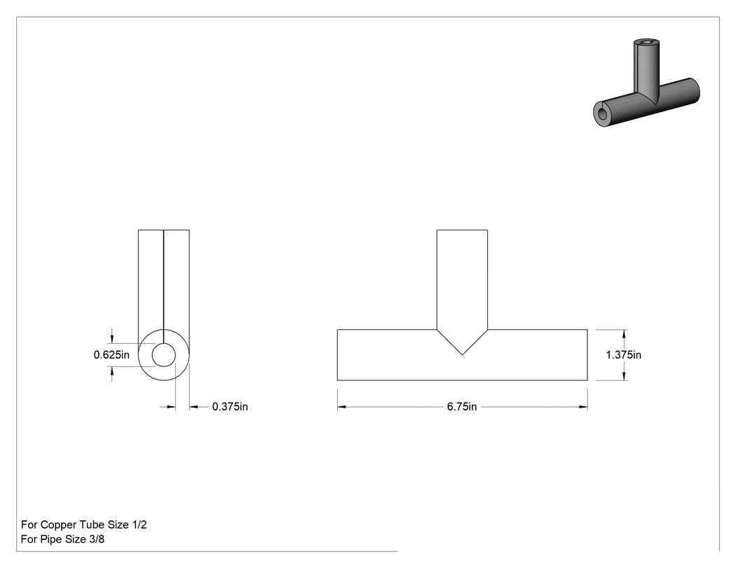 Teknik Çizim - Polietilen Köpük Yalıtım, T, 3/8" Kalınlığında Duvar, 5/8" İç Çap