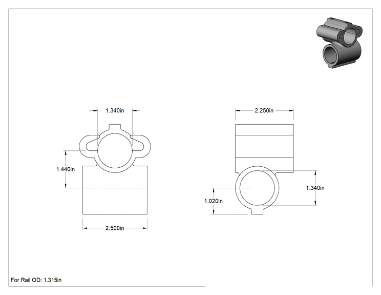 Teknik Çizim - Alüminyum Giydirme Bağlantı Parçası, 1-3/8" Ray Dış Çapı için Ek Delikli Çapraz Bağlantı