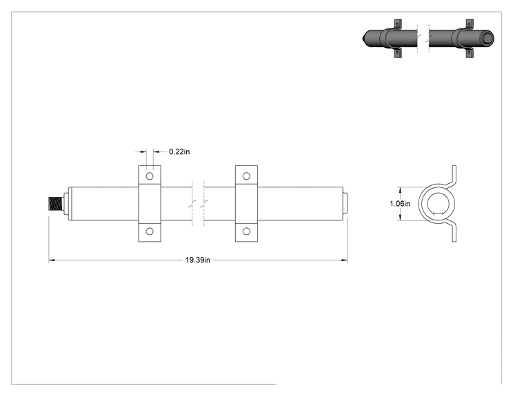 Teknik Çizim - Boru Şeklinde Makine Işığı, Kaskadlanamayan, 1" Çap x 19-1/4" Toplam Uzunluk, 1200 lümen