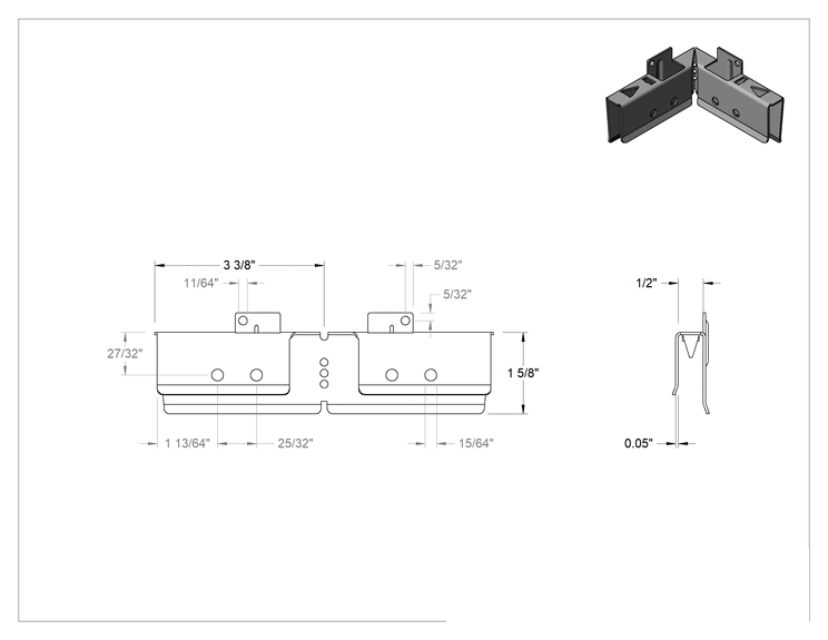 Teknik Çizim - Kasa Yapım Braketi, 1/2" Kalınlığında Panel için