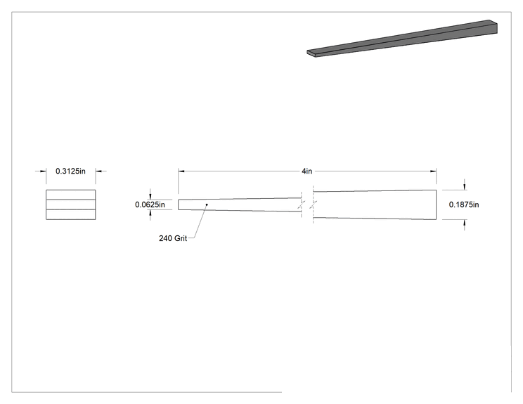 Teknik Çizim - Çelik için Tıkanmaya Dayanıklı Parlatma Taşı, Düz Kama, 240 Kum, 4" Uzunluk, 5/16" Genişlik