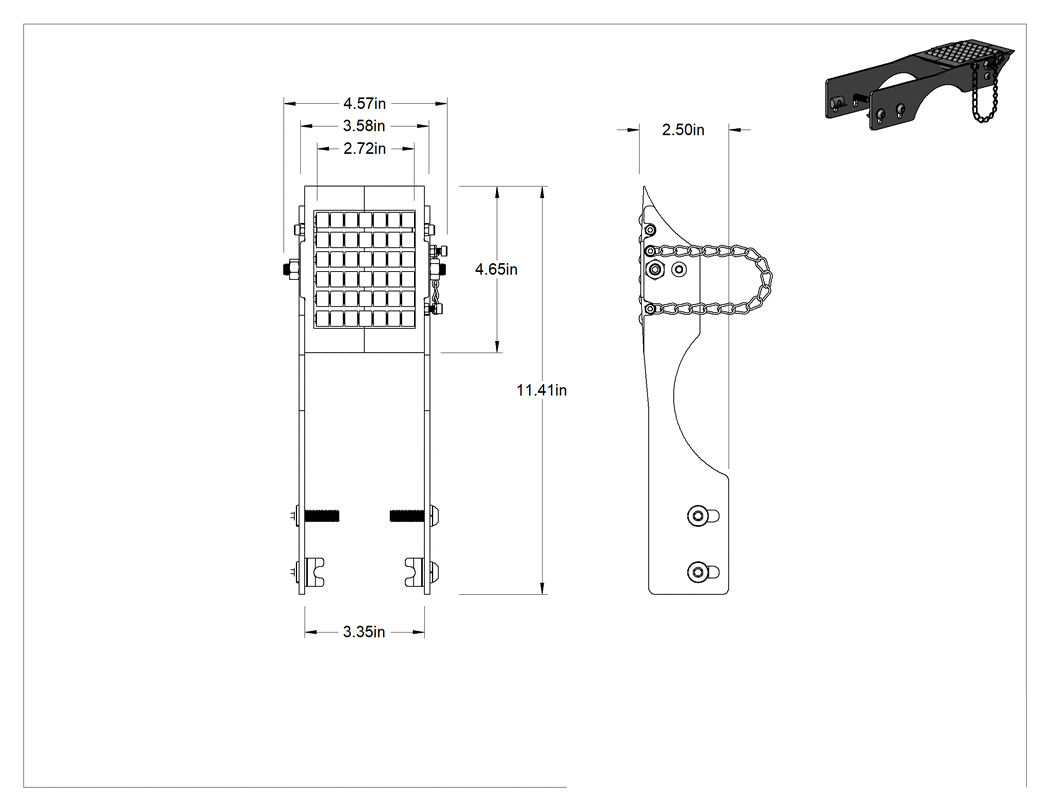 Teknik Çizim - Modüler Mini Zincirli Konveyör için 3-3/4" Genişlikte Makaralı Transfer Uzatması