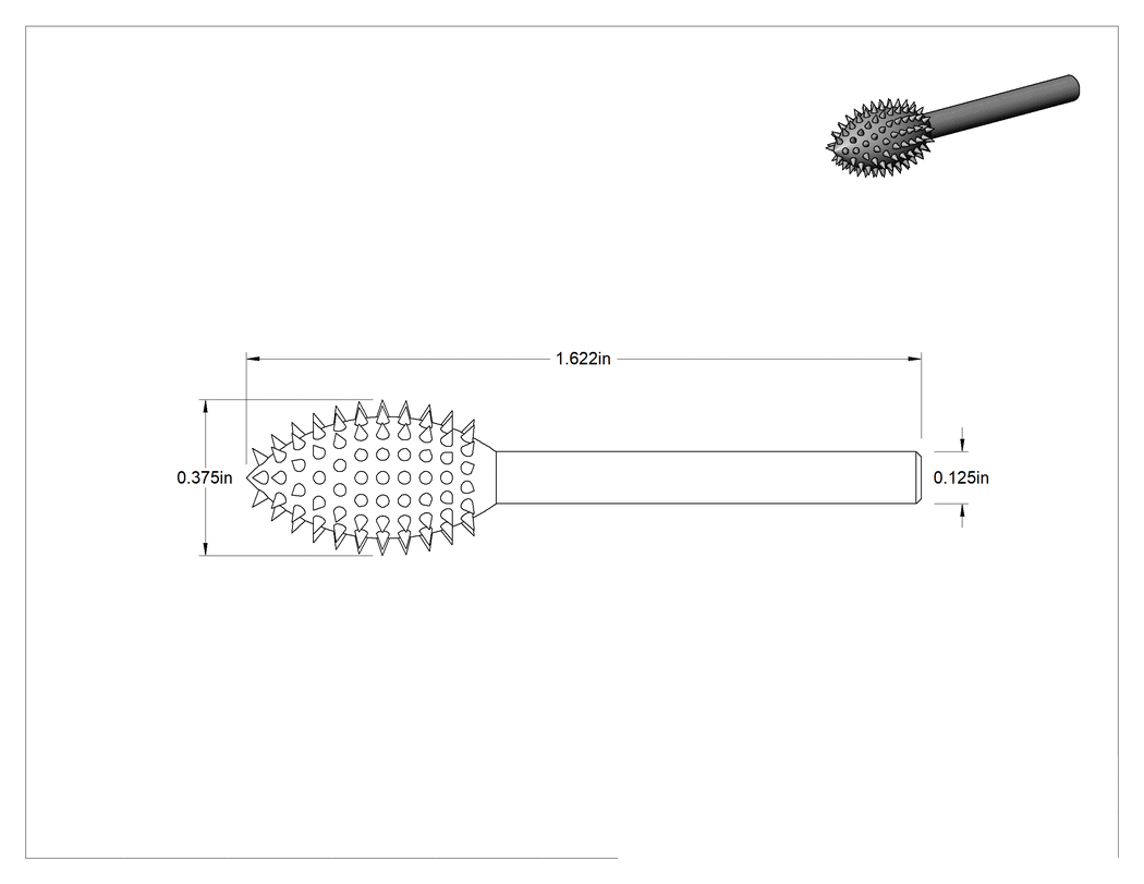 Teknik Çizim - Dremel Kesici, Alev, 3/8" Baş Çapı, 1/8" Mil Çapı
