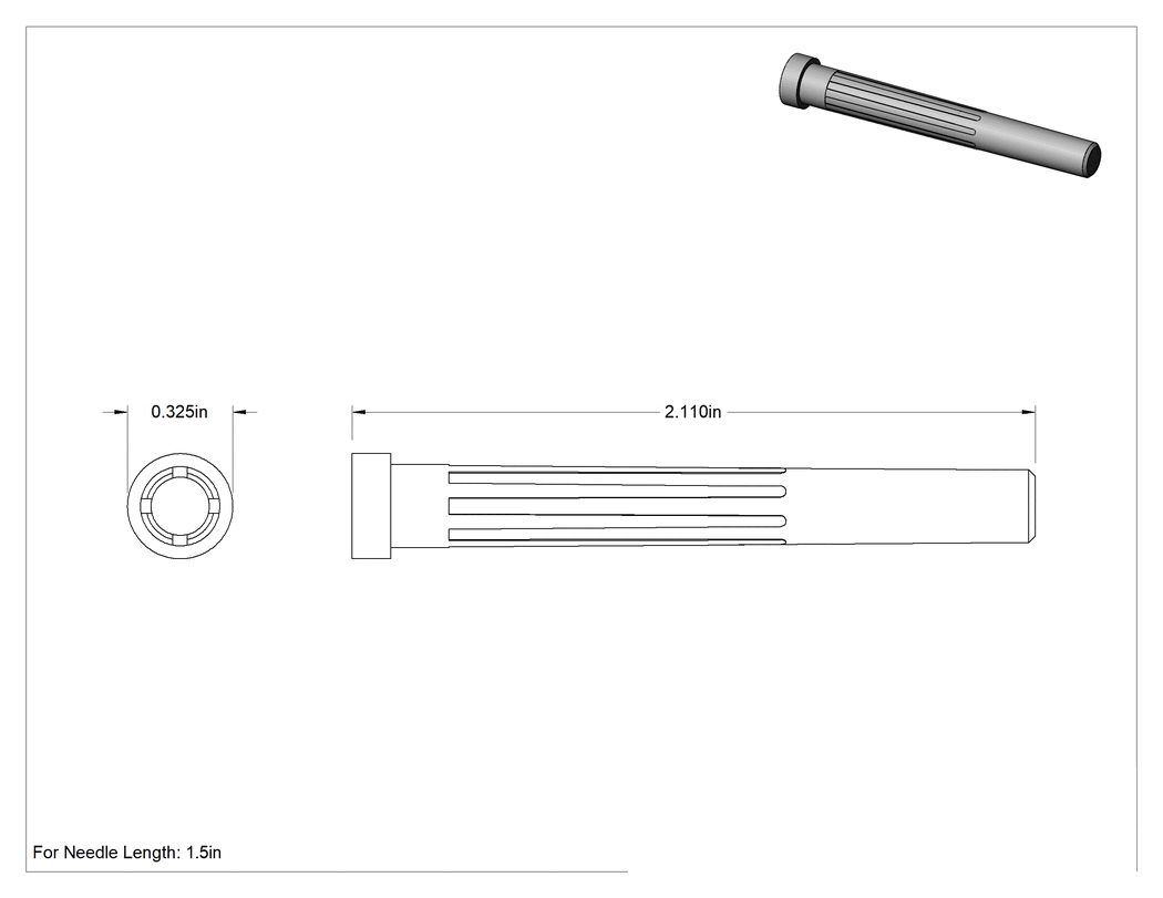 Teknik Çizim - 1/2" ve 1" Uzunlukta Düz Parça için Kapak, Luer Lock Bağlantılı Düz Uçlu Paslanmaz Çelik Şırınga İğneleri, Luer Lock Bağlantılı Düz Uçlu Paslanmaz Çelik Şırınga İğneleri