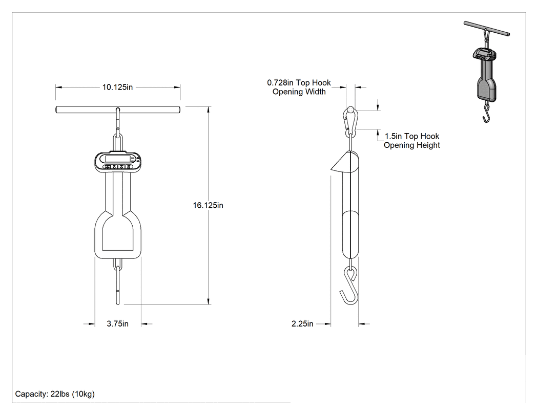 Teknik Çizim - El Tipi Dijital Asma Terazi, 22 lb. Kapasite