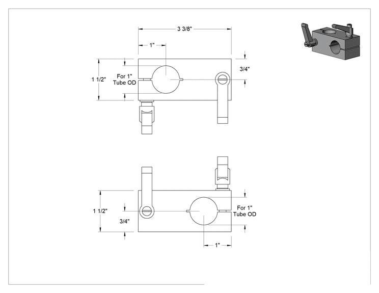 Teknik Çizim - T-Yivli Çerçeve, Hızlı Kurulum Boru-Boru Tutucu, 1" ve 1.5" Ray