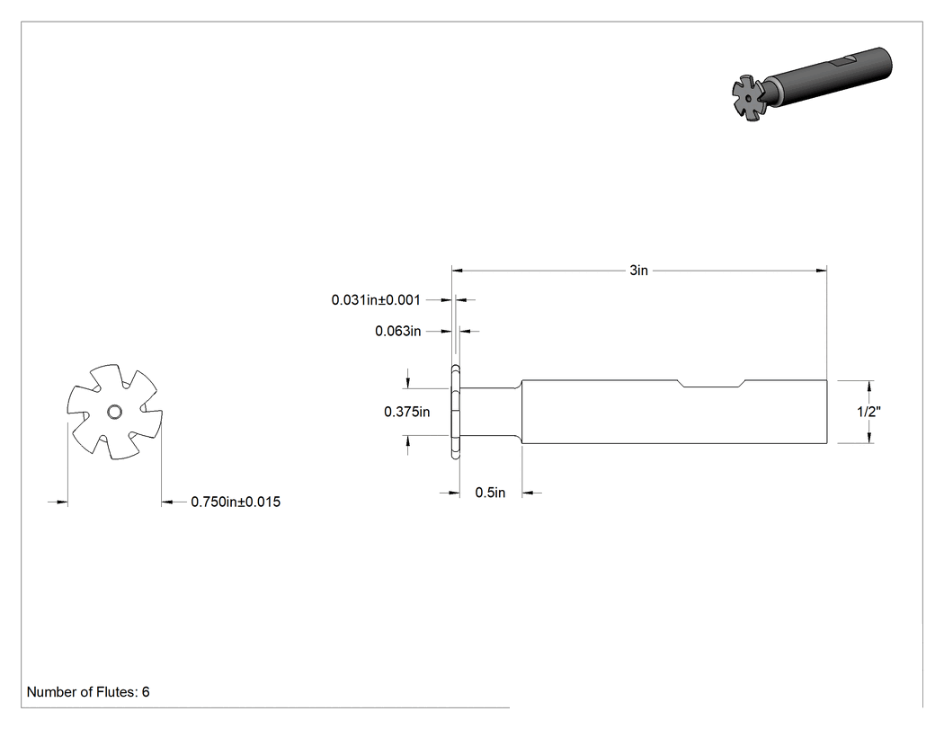 Teknik Çizim - Yüksek Hızlı Çelik Dışbükey Yarıçaplı Uçlu Freze, 1/32" Kesme Yarıçapı