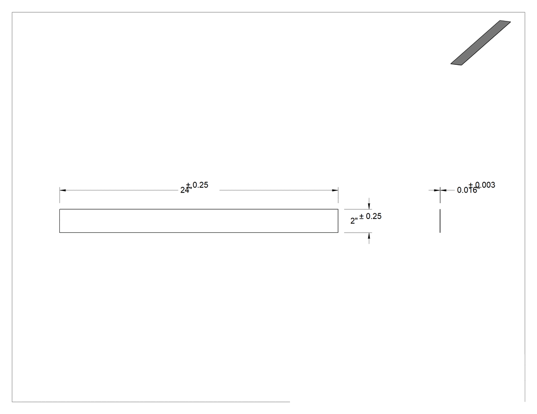 Teknik Çizim - Çok Amaçlı 110 Bakır Levha, 1/8 Sert - 1/4 Sert Sertlik, 2" x 24", 0.016 inç Kalınlık