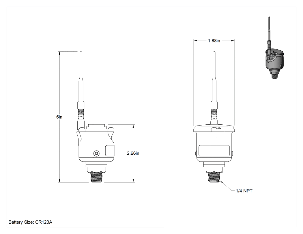 Teknik Çizim - Kablosuz Basınç ve Vakum Transmitteri