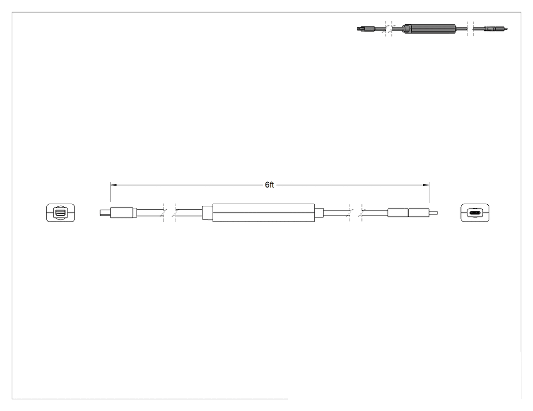 Teknik Çizim - USB Adaptör Kablosu, C Fiş x Mini Displayport Fişi, 6 Fit Uzunluk
