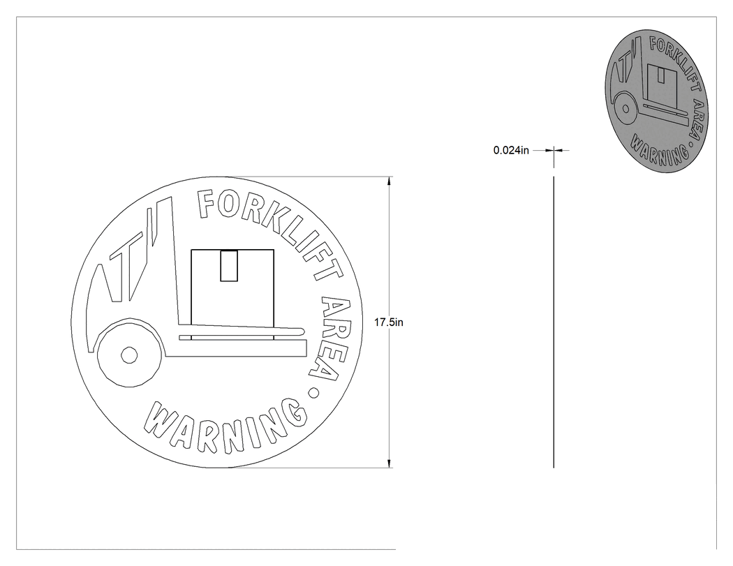 Teknik Çizim - Fabrika ve Nakliye Rıhtımı Zemin Çıkartmaları, 17-1/2" Çap