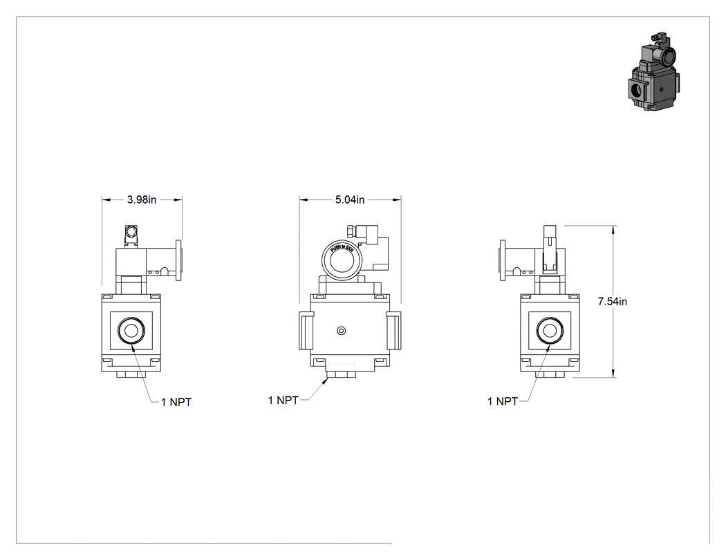 Teknik Çizim - Modüler Sıkıştırılmış Frls için Hava Tahliye Valfi, Yavaş Başlatma, SMC Avl5000, 1 NPT Dişi, 120V AC