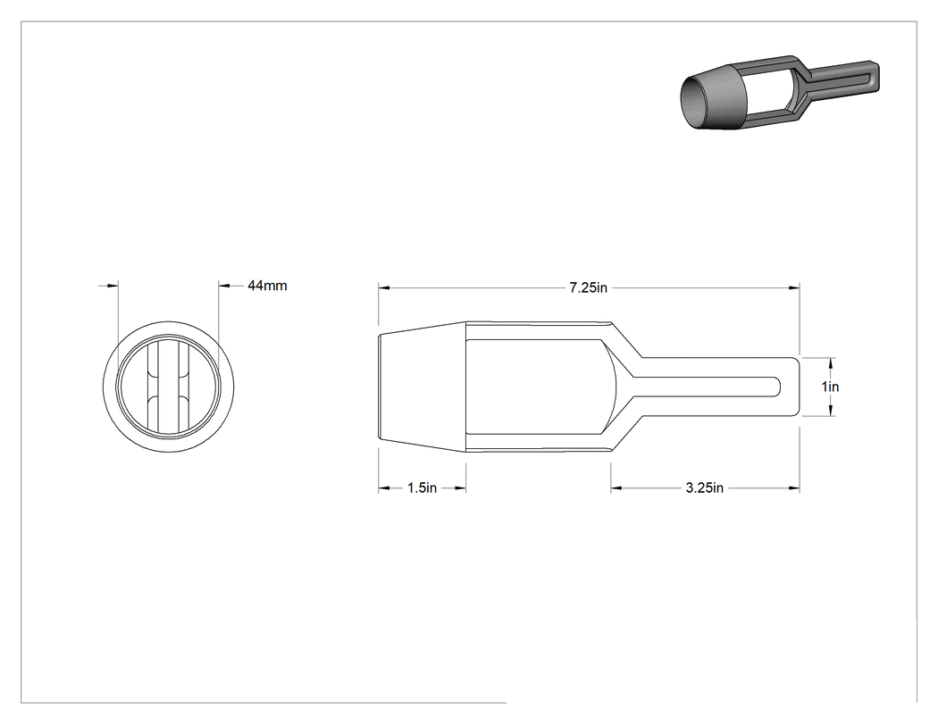 Teknik Çizim - Çekiçle Çalışan Delgeç, 44 mm Delik Çapı için