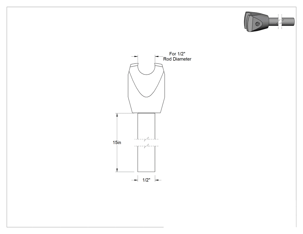 Teknik Çizim - Çubuklar için Kelepçeli 15" Uzunluğunda Katı Montaj Çubuğu