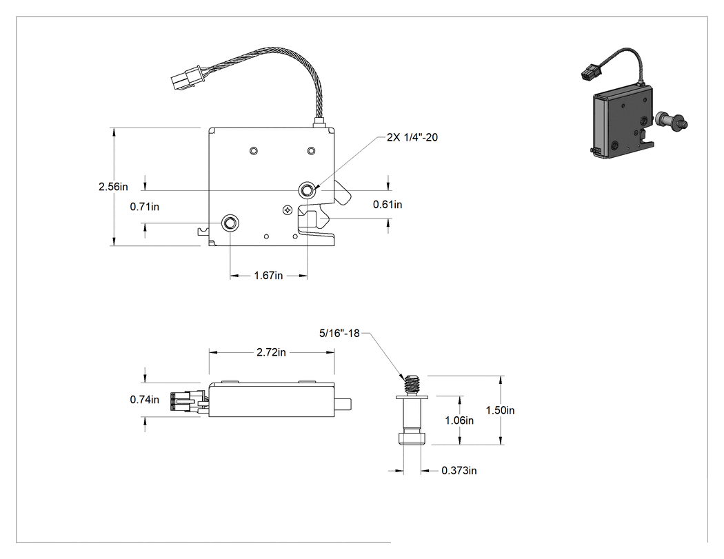 Teknik Çizim - Elektronik Uzaktan Kumandalı Döner Mandal, Bluetoothlu, Yan Kol