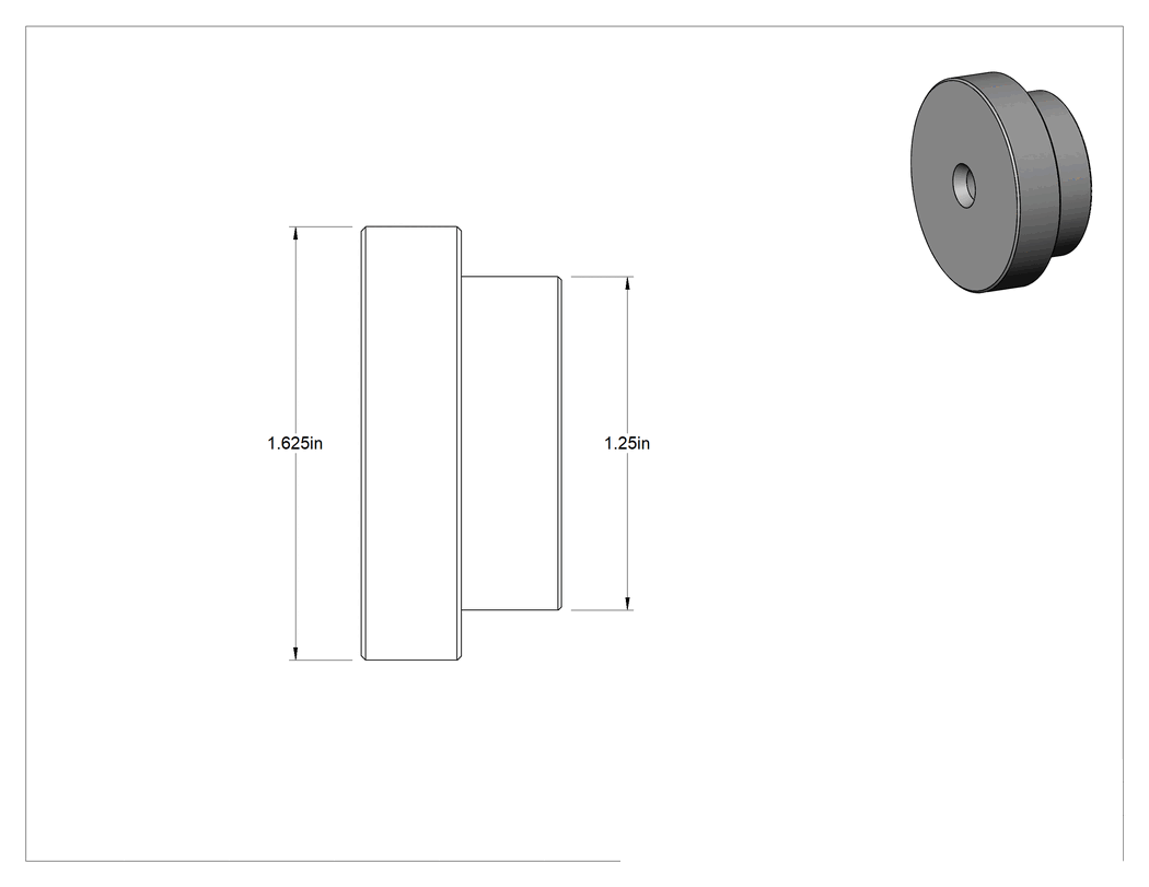 Teknik Çizim - 1-5/8" Çaplı Dişli ve Yatak Çıkarıcı Basamaklı Plaka Adaptörü