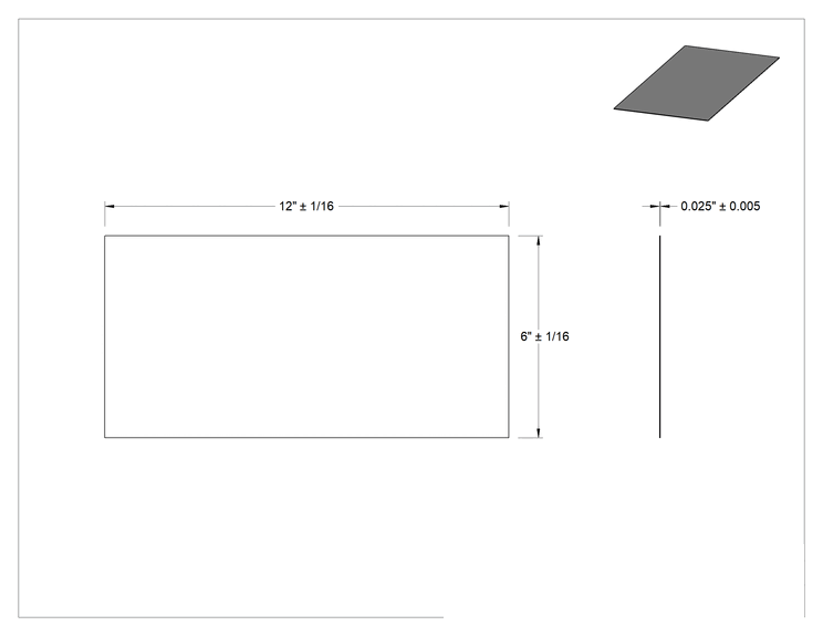 Teknik Çizim - Kaynaklanması Kolay 4130 Alaşımlı Çelik, 6" x 12" x 0.0250"