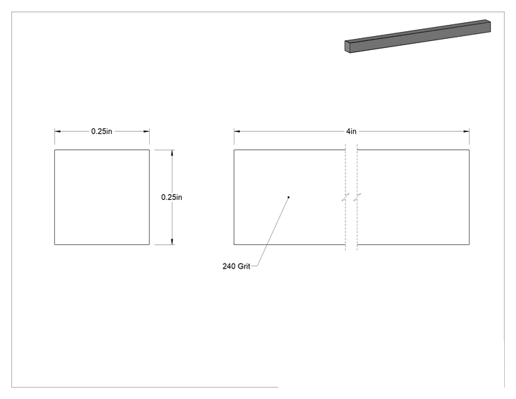Teknik Çizim - Çelik için Tıkanmaya Dayanıklı Parlatma Taşı, Alüminyum Oksit, Düz Kare, 240 Kum, 4" Uzunluk x 1/4" Genişlik