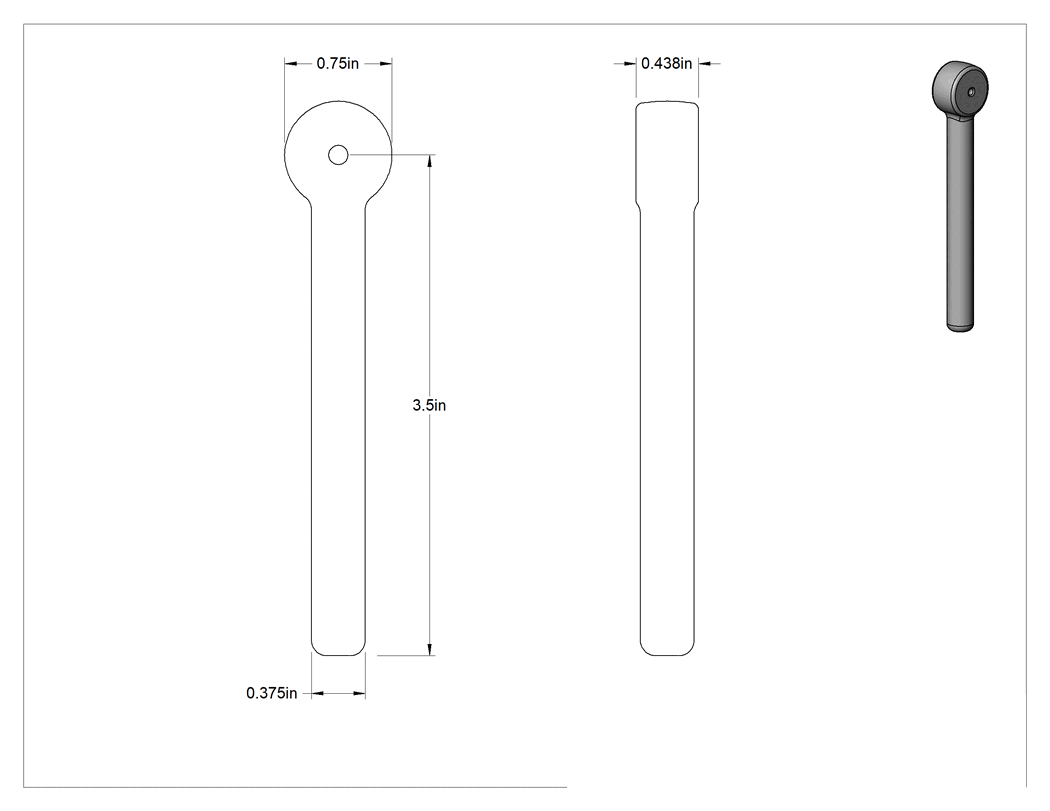 Teknik Çizim - Paslanma ve Aşınmaya Dayanıklı Çubuk Ucu Cıvata Ham Parçası, 316 Paslanmaz Çelik, 3/8" Şaft Çapı, 3-1/2 inç Şaft Merkez Uzunluğu