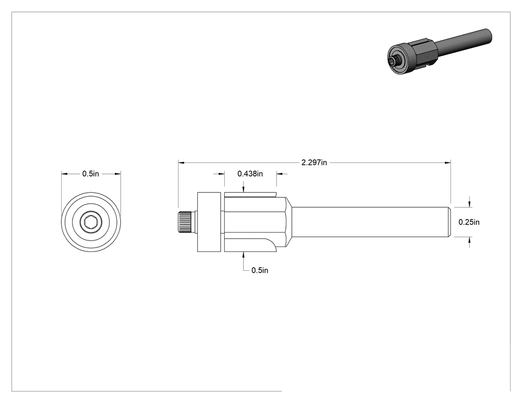 Teknik Çizim - Kenar Kesme Freze Ucu, Elmas Uçlu Karbür, 1/2" Kesim Çapı, 7/16" Kesme Uzunluğu