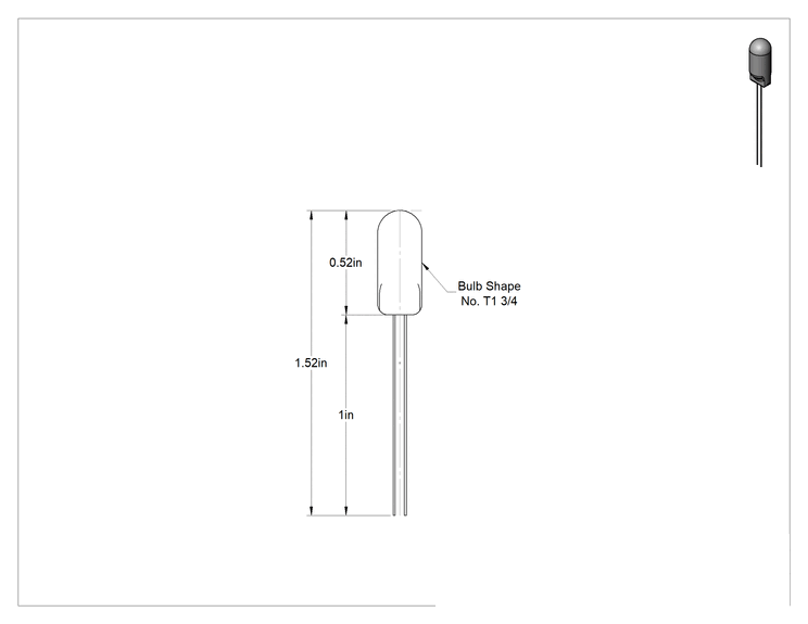 Teknik Çizim - Tel Terminalli Minyatür Ampuller, Tel Terminali Tabanı, Akkor, 2.5V, 0.5W
