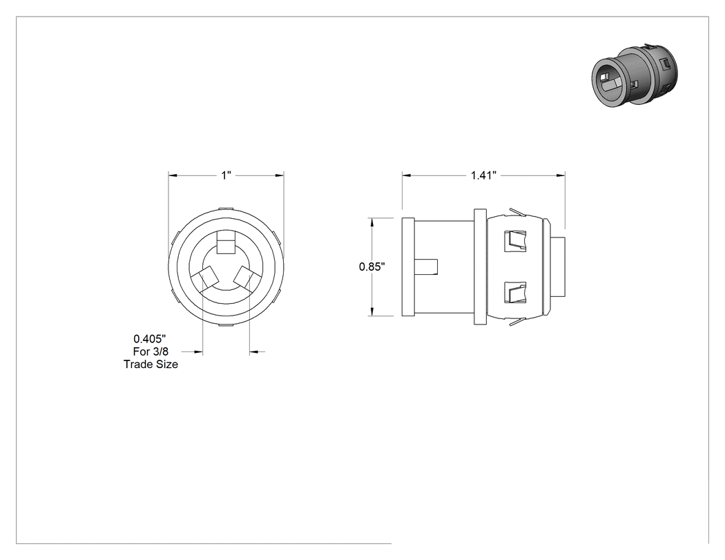 Teknik Çizim - Esnek Metal Kanal için Adaptör, ve Zırhlı Kablo, Çinko Geçmeli Düz, 3/8 x 1/2