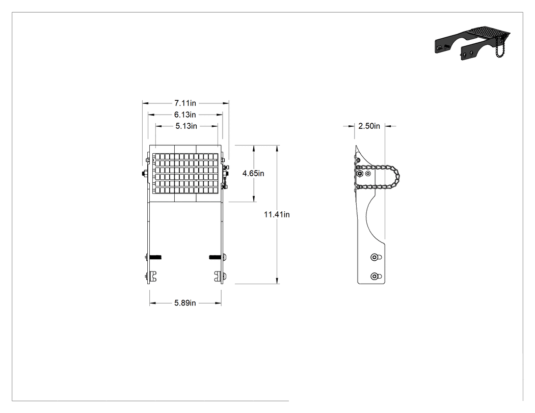 Teknik Çizim - Modüler Mini Zincirli Konveyör için 6-1/2" Genişliğinde Rulo Aktarım Uzatması