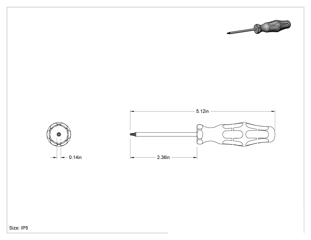 Teknik Çizim - Torx Plus Tornavida, IP5 Tahrik Boyutu
