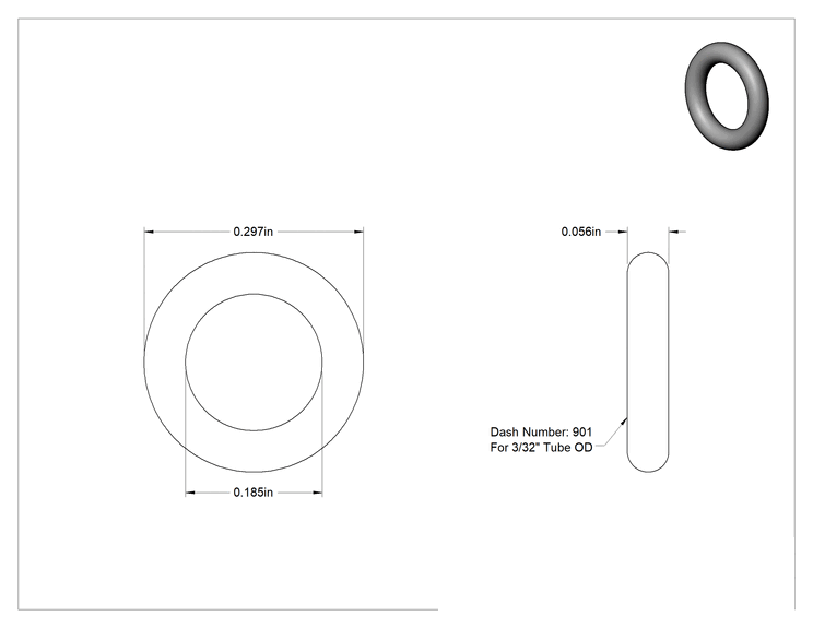 Teknik Çizim - Ultra Kimyasal Dirençli Ffkm 4079 O-Ring, Düz Dişli Bağlantılar için, Dash Numara, 901