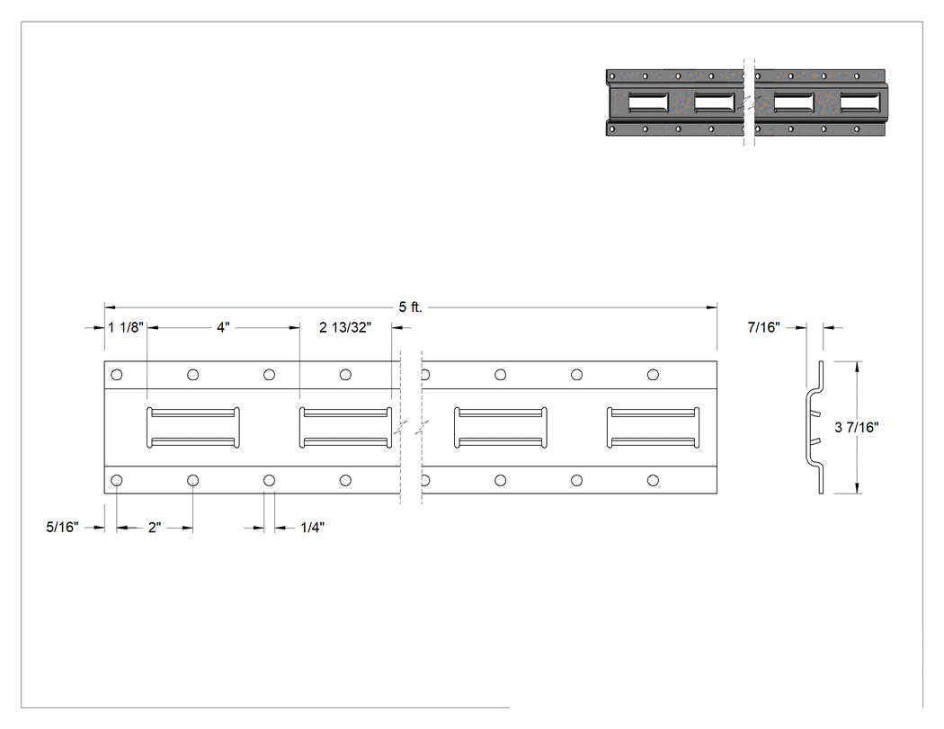 Teknik Çizim - E-Track, Dikey, 5 Fit Uzunluk