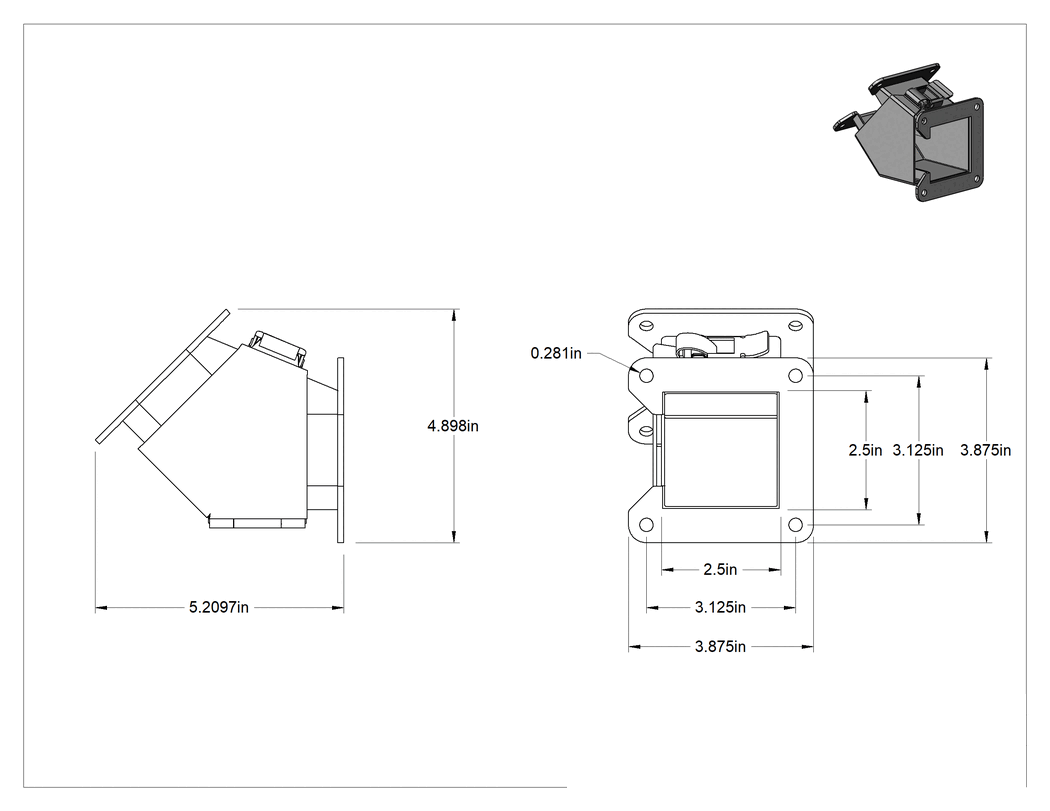 Teknik Çizim - 2-1/2" Genişlik x 2-1/2" Derinlik Toza Dayanıklı Kablolama Kanalı için 45 Derece Dirsek