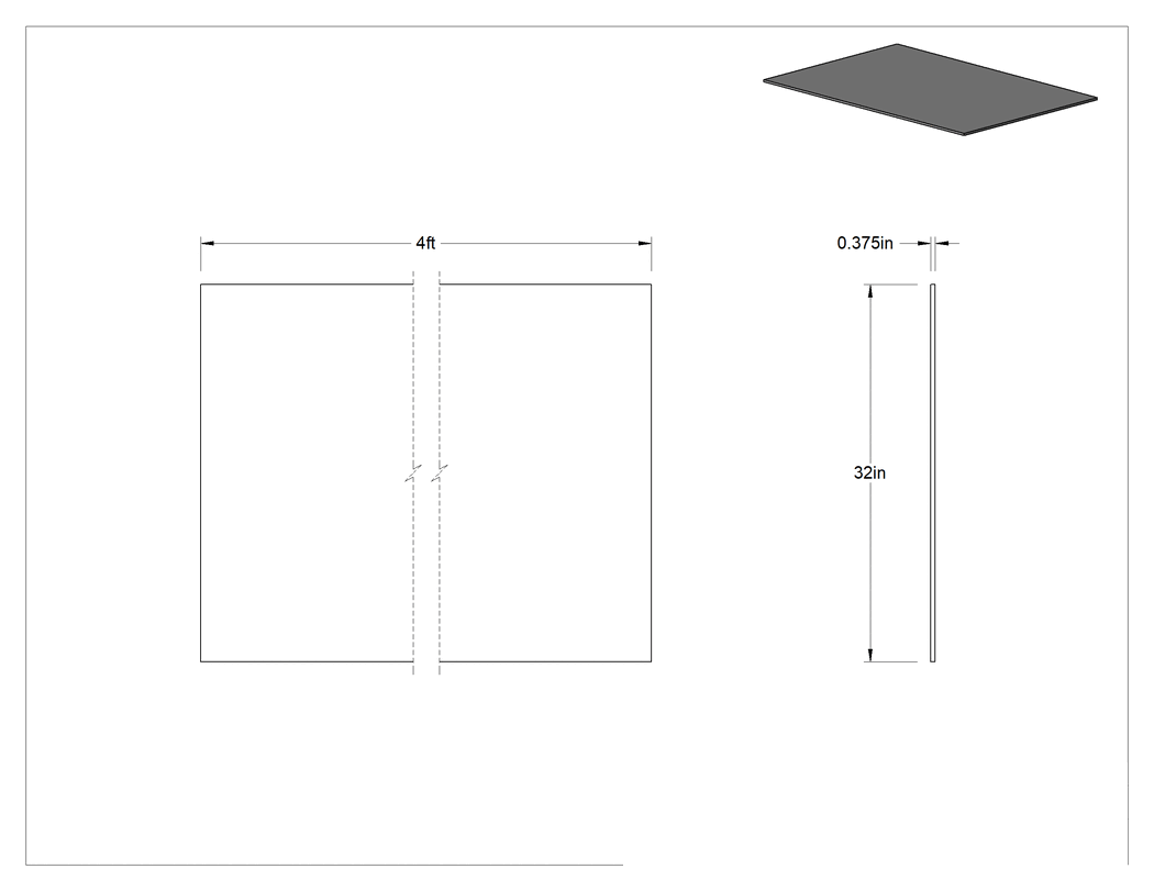 Teknik Çizim - Darbeye ve Kimyasallara Dayanıklı Sert PVC Köpük Yalıtım Levhası, Düşük Sıcaklık, 3 lbs./cu. ft. Yoğunluk, 3/8" x 32" x 4 Fit