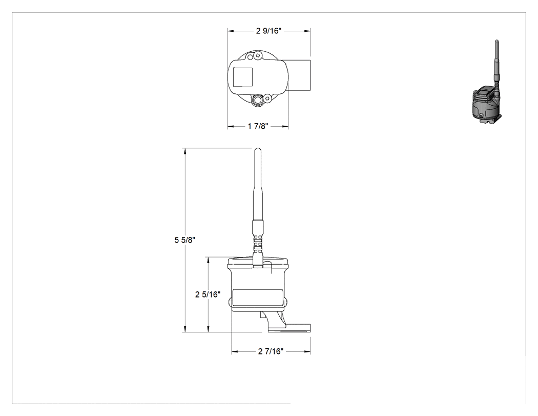 Teknik Çizim - Sıvılar ve Gazlar için Termokupl Vericisi, Kablosuz, Kayış Montajı