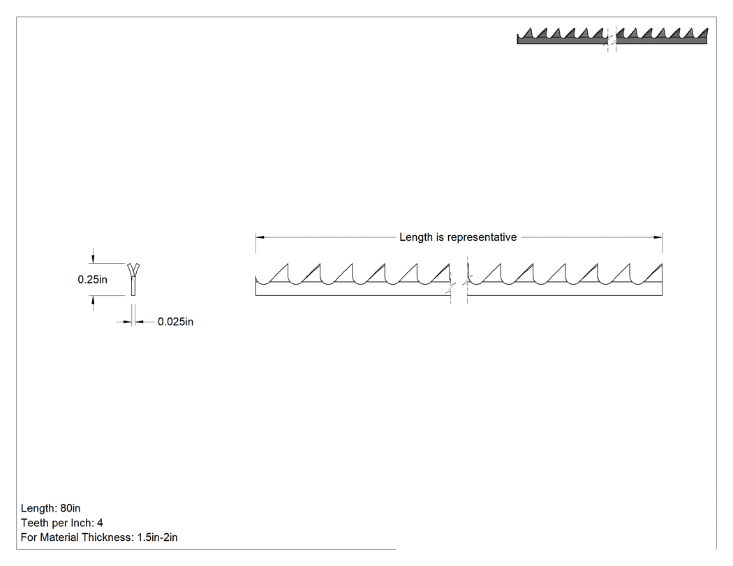 Teknik Çizim - Kavisli Kesimler için Şerit Testere Bıçağı, Yumuşak Ağaç için, 1/4" Genişlik x 0.025" Kalınlık, 80" Uzunluk