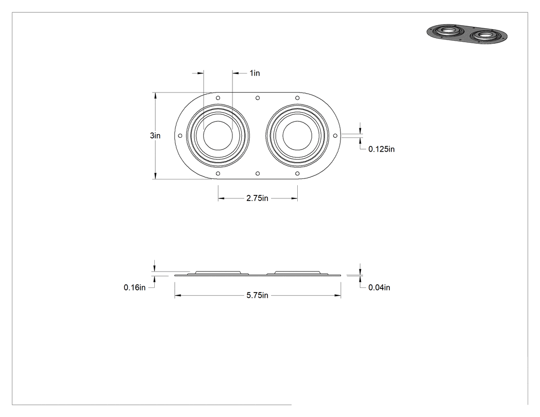 Teknik Çizim - Sızdırmazlık Halkası, 5-3/4" Uzunluk x 3" Genişlikte Flanşlı, 1" İç Çap