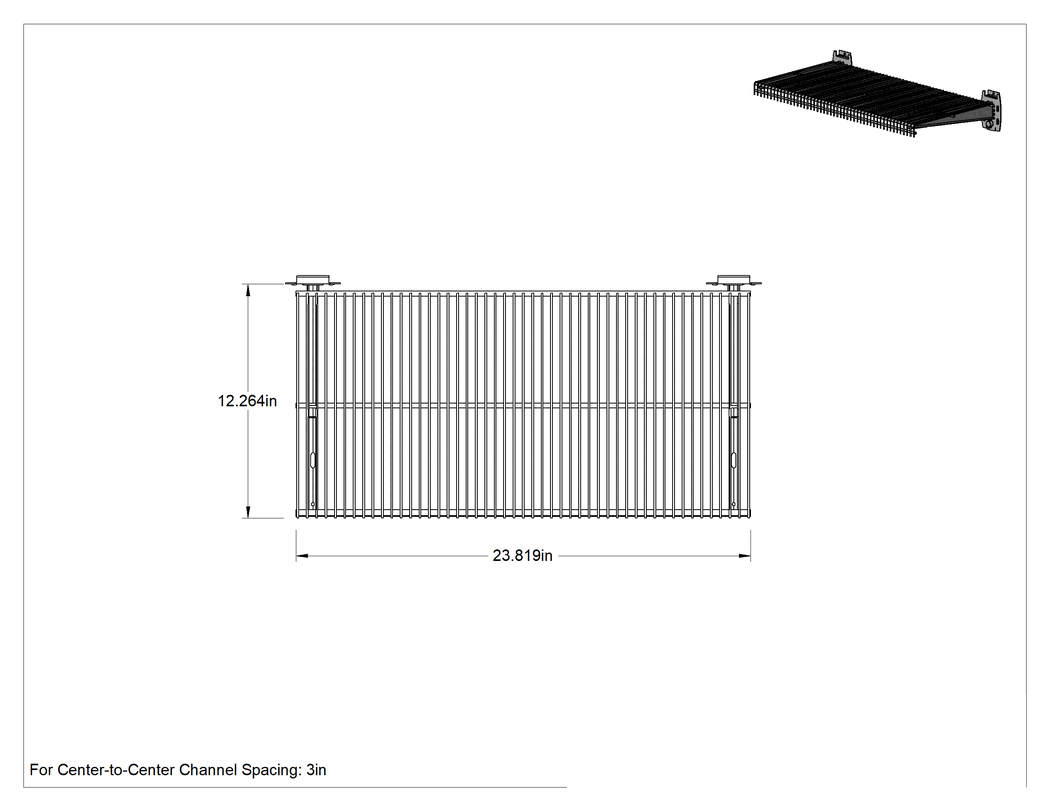 Teknik Çizim - 24" Genişlikte Braketli Slatwall Raf
