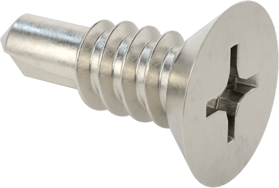 Phillips Havşa Başlı Delme Vidası, 410 Paslanmaz Çelik, 1/4" Boyut, 3/4" Uzunluk