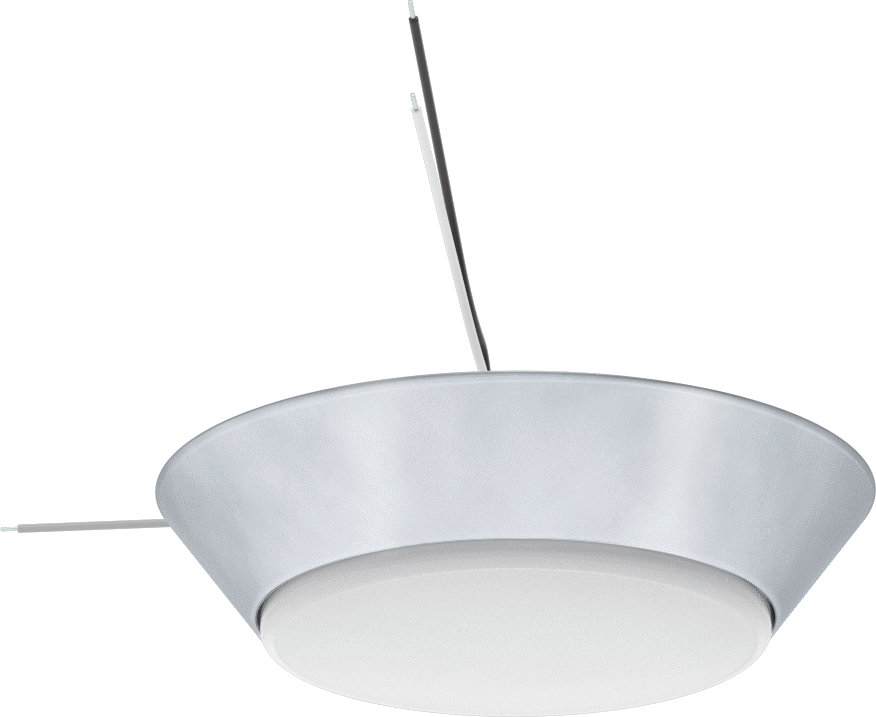 Dekoratif Tavan Işığı, Saten Muhafaza, 7-1/4" Çap x 1-3/4" Toplam Yükseklik — 120V AC, LED, Bağlantı Elemanı