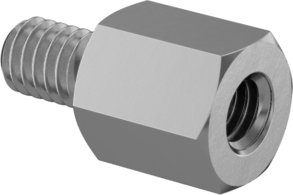 Alüminyum Erkek-Dişi Dişli Altıgen Ayırıcı, 4.5 mm Altıgen, 5 mm Uzunluk, M2.5 x 0.45 mm Diş