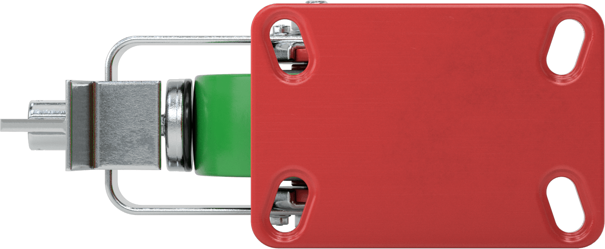 6-1/2" x 4-1/2" Plakalı Yüksek Kapasiteli Kingston Tekerlek, Frenli ve 5 inç Çapında Yeşil Poliüretan Tekerlekli Döner