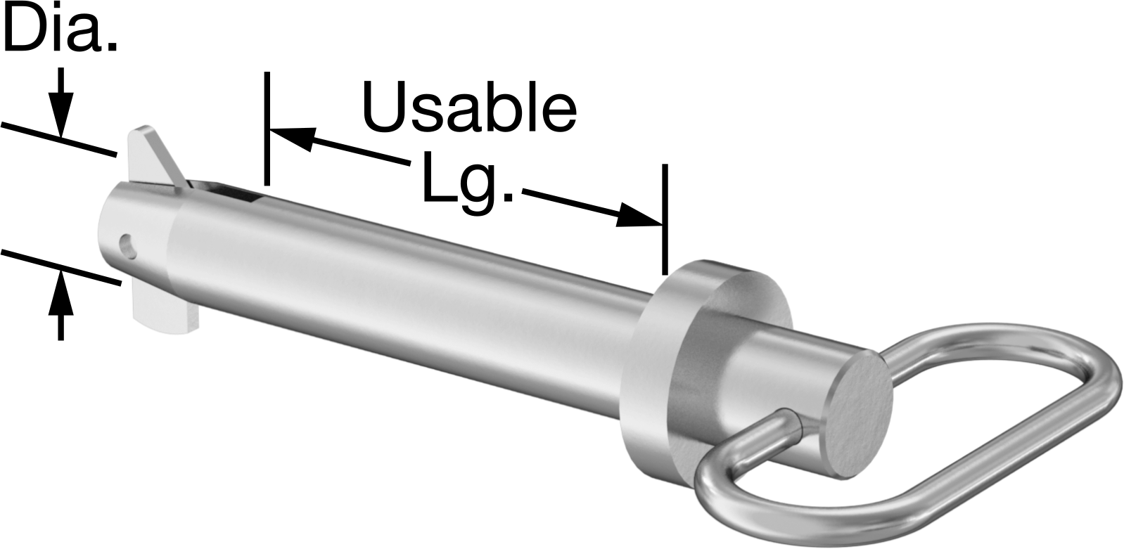 Toggle'lı Çatal Pimi, Döngü Tutamak, Sap, Çinko Kaplamalı Karbon Çelik, 7/8" Çap, 3.5" Uzunluk — 7⁄8", 3 1⁄2", Halkalı Bağlantı