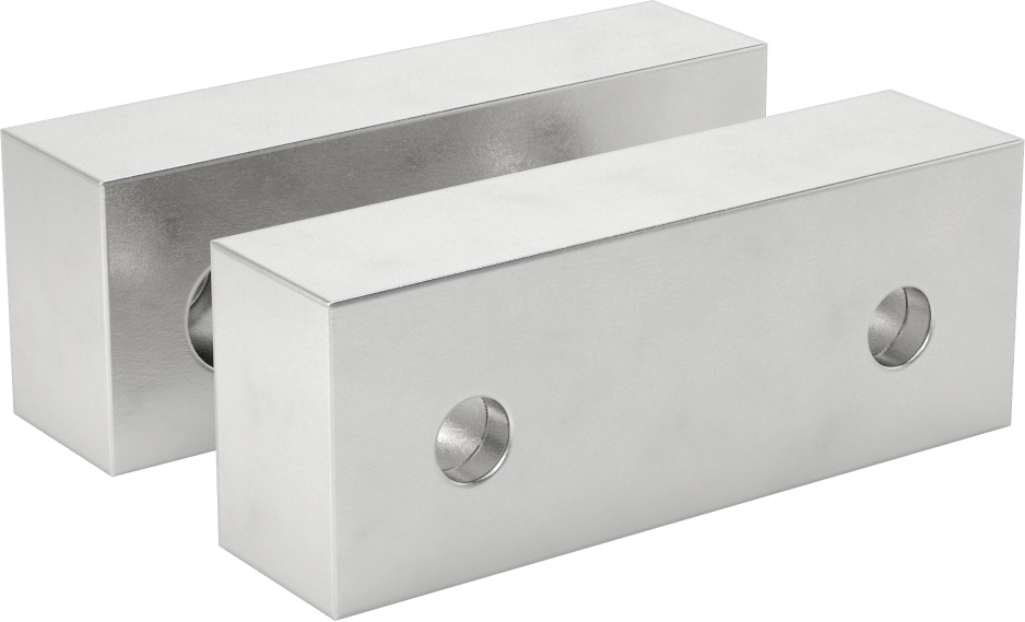 Freze Makinesi Mengene Çeneleri, İşlenebilir, 6061 Alüminyum, 4" Genişlik x 1-1/2" Yükseklik x 1" Kalınlık