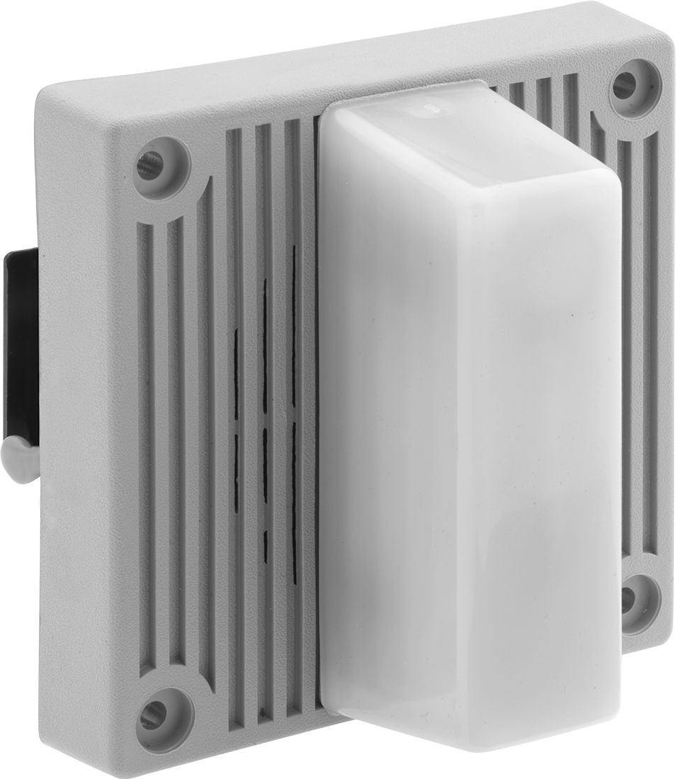 Yangın Alarmı Korna, Stroboskop Işıklı, İç ve Dış Mekan — 120V AC, Sadece İç Mekan, Dış Mekan, Gri, Beyaz