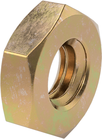 Orta Mukavemetli STL İnce Profilli Altıköşe Somun, Sarı Kromat Kaplamalı Çinko, M4 x 0.7 mm Diş