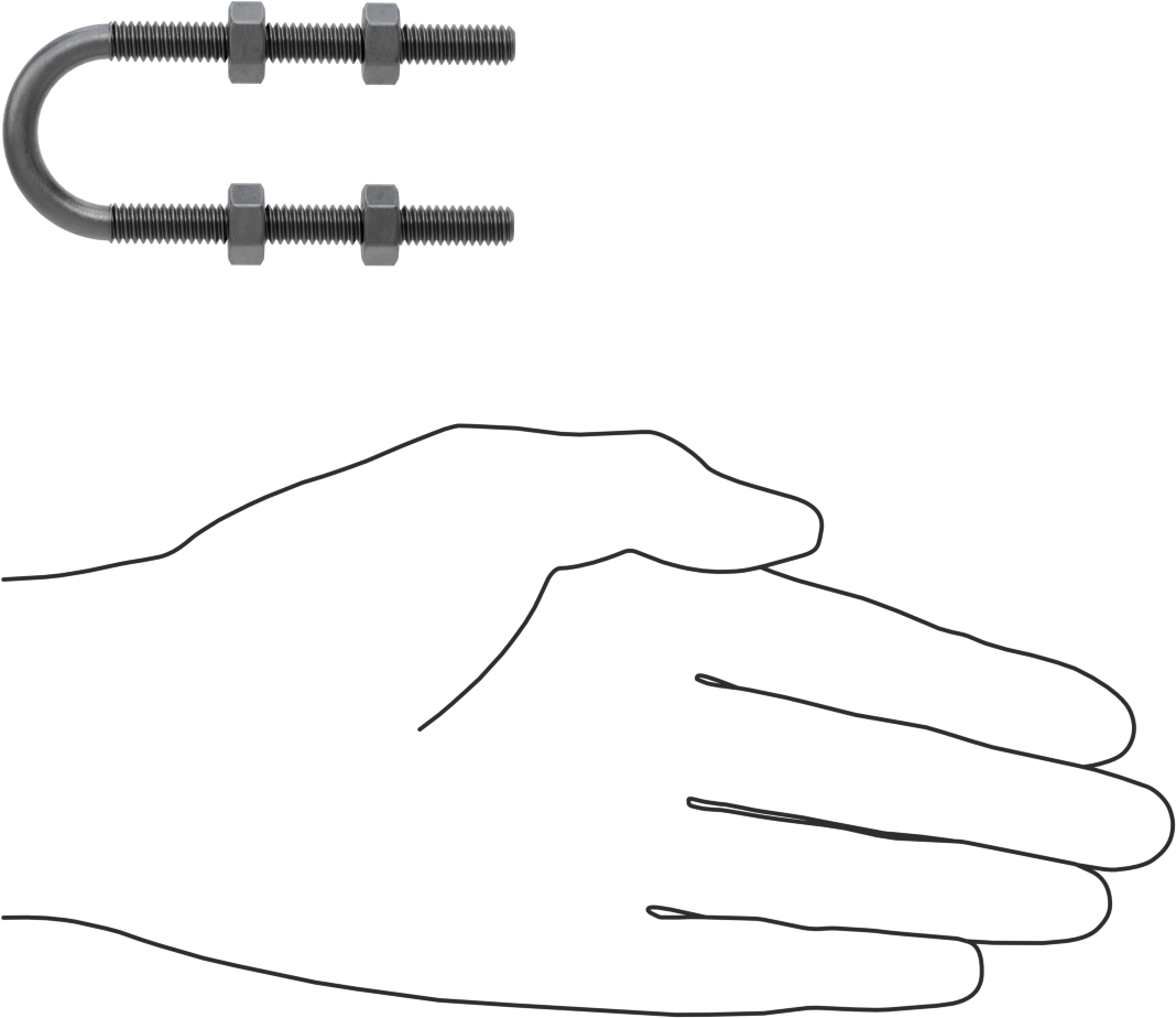 Çelik U-Cıvata, 1/4"-20 Diş Boyutu, 7/8" İç Çap
