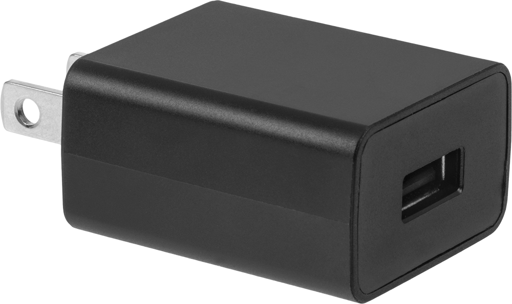 USB Şarj Cihazı, Düz Uçlu NEMA 1-15 Fişli, 5 Watt — 1, Siyah, C-UL Listeli, UL Listeli